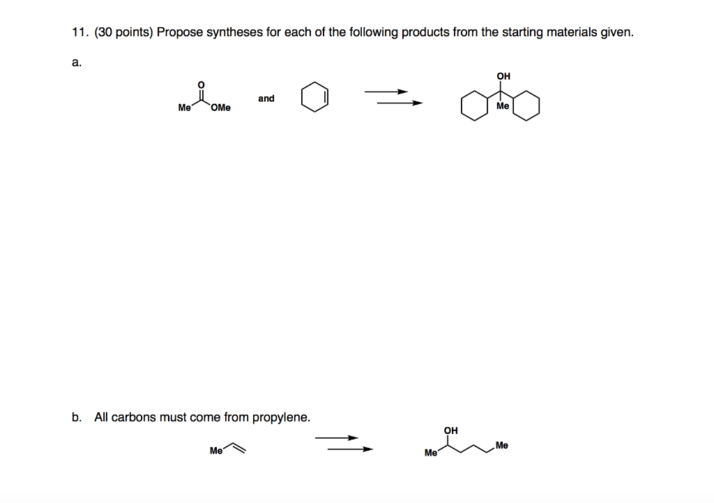 Solved 11. (30 Points) Propose Syntheses For Each Of The | Chegg.com