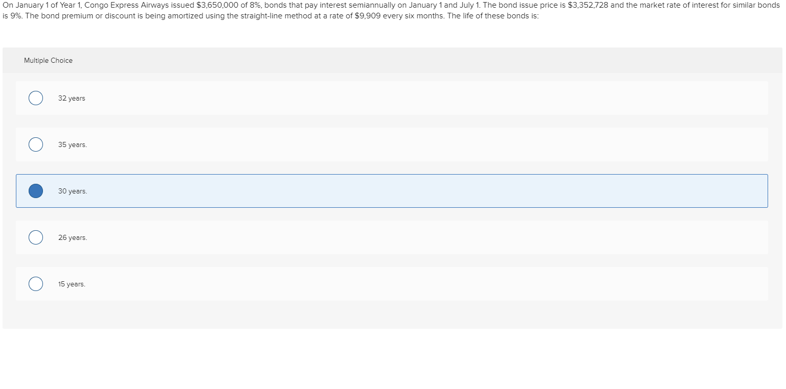Solved On January 1 of Year 1, Congo Express Airways issued
