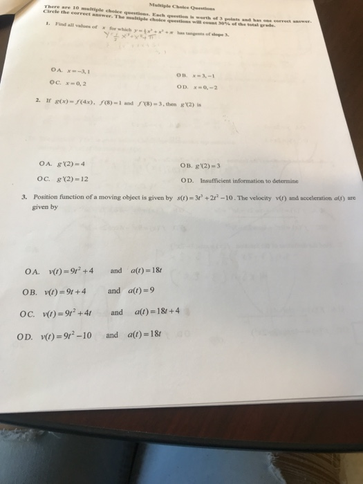 Solved Multiple Chece Questions There are 10 multiple choice | Chegg.com