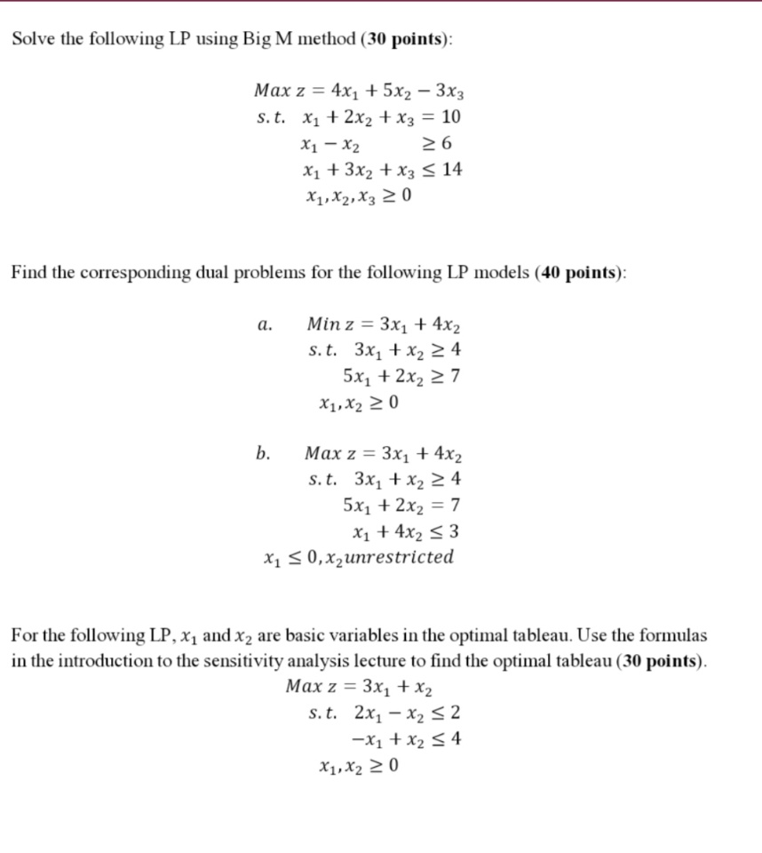 Solved operations research! i need all three answers. please | Chegg.com