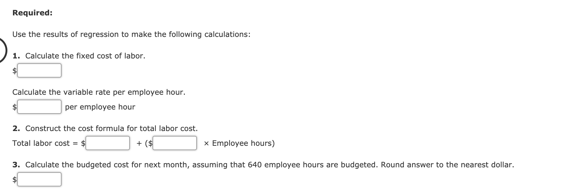 Solved Using Regression to Calculate Fixed Cost, Calculate
