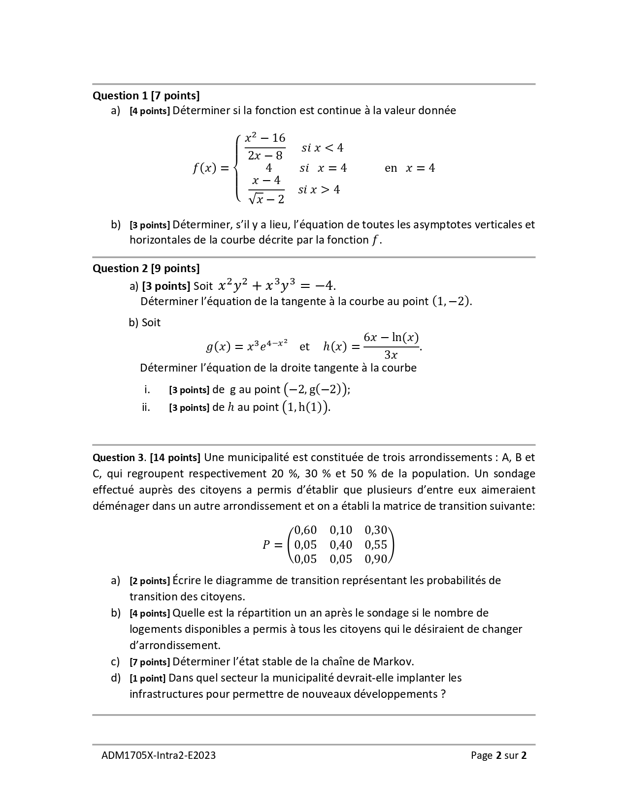 Question 1 [7 Points] A) [4 Points] Déterminer Si La | Chegg.com