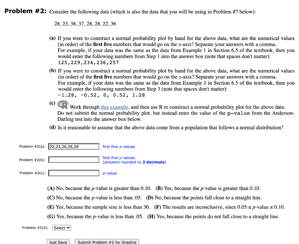 Solved Problem #2: Consider the following data (which is | Chegg.com