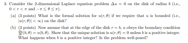 Solved 3. Consider the 2-dimensional Laplace equation | Chegg.com