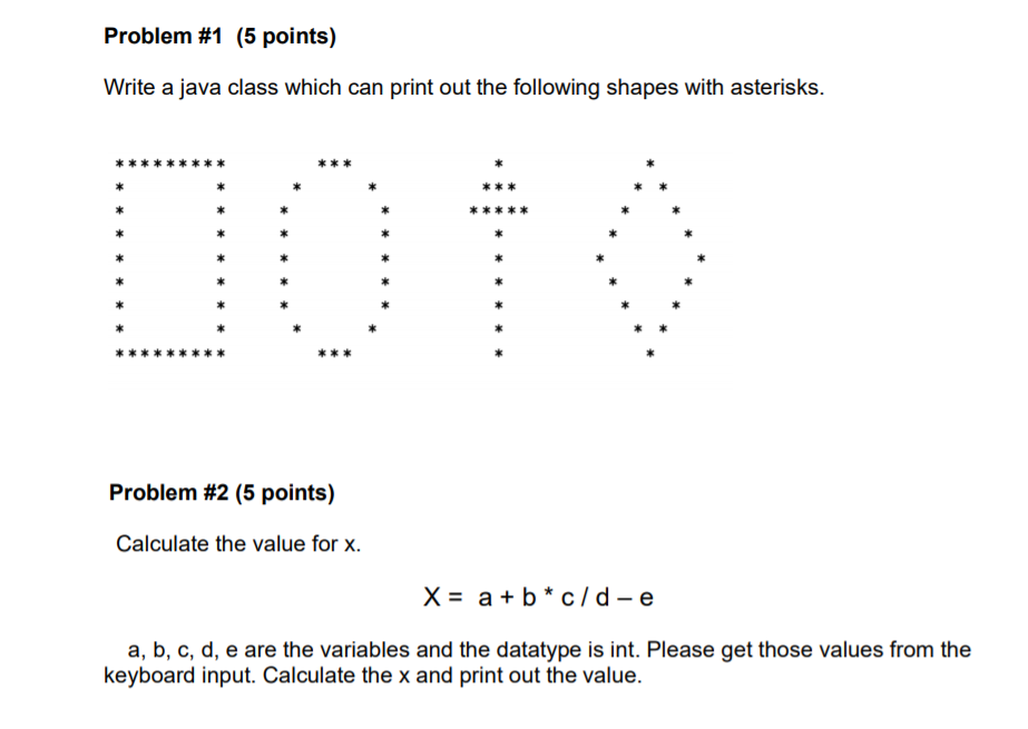 Solved Problem #1 (5 points) Write a java class which can | Chegg.com
