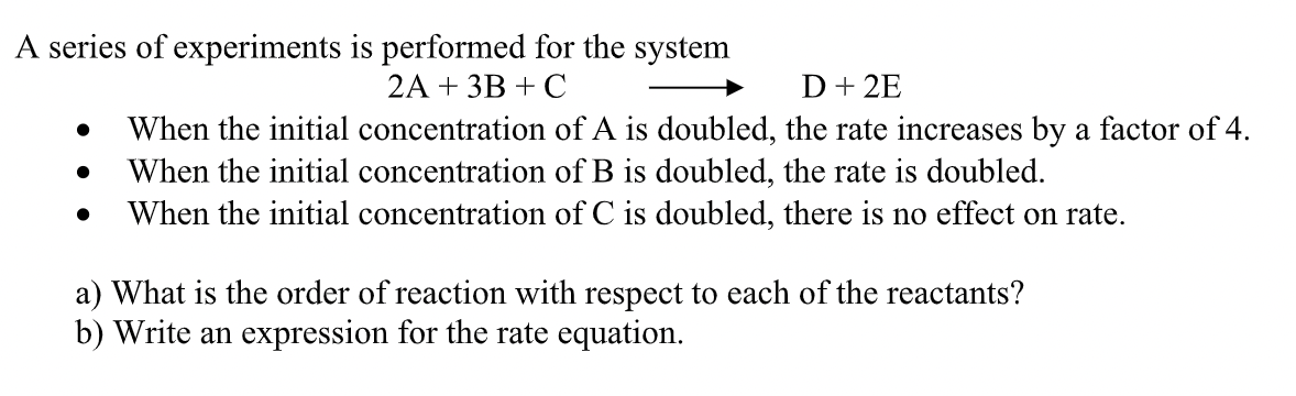 Solved A series of experiments is performed for the system | Chegg.com