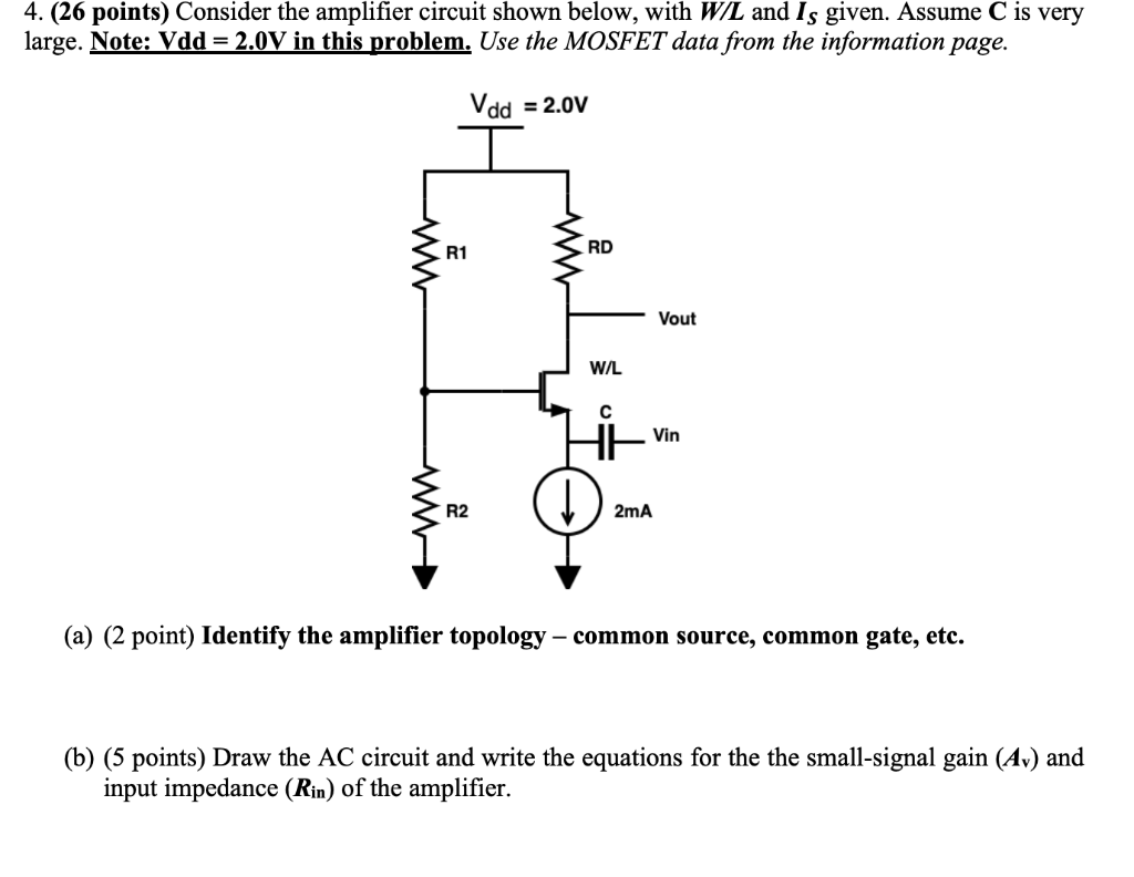 Solved 4. (26 Points) Consider The Amplifier Circuit Shown | Chegg.com