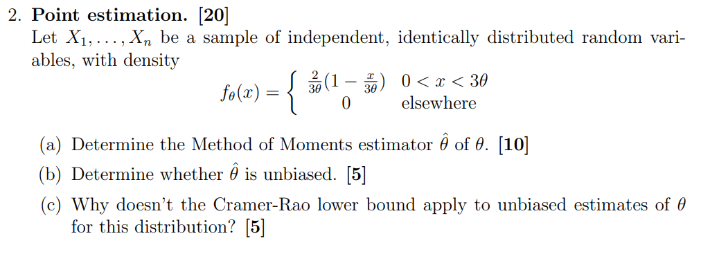 Solved 2 Point Estimation Let X1 Be A Samp Chegg Com