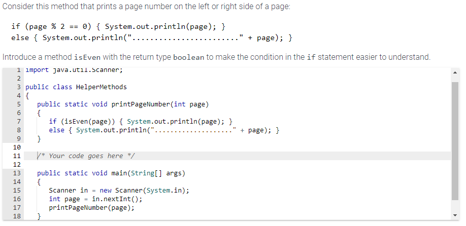 Solved Consider this method that prints a page number on the | Chegg.com