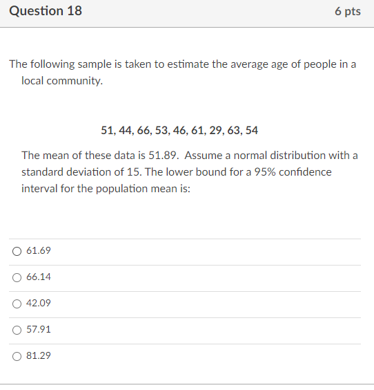 Solved Question 18 6 pts The following sample is taken to | Chegg.com