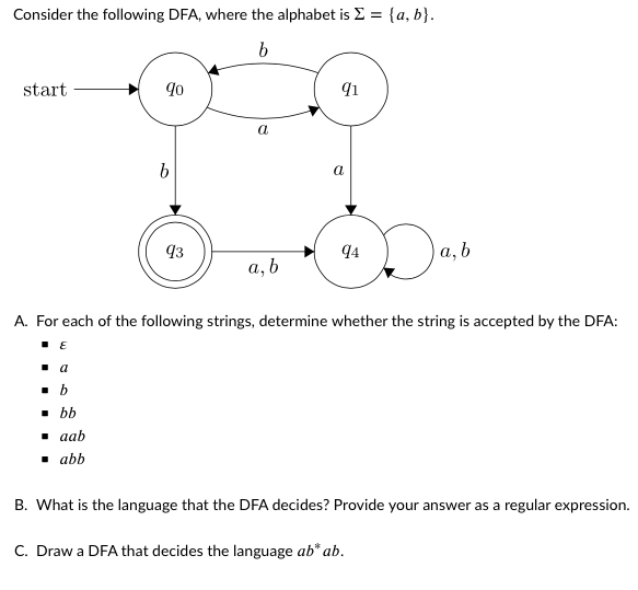 Solved Consider The Following DFA, Where The Alphabet Is = | Chegg.com