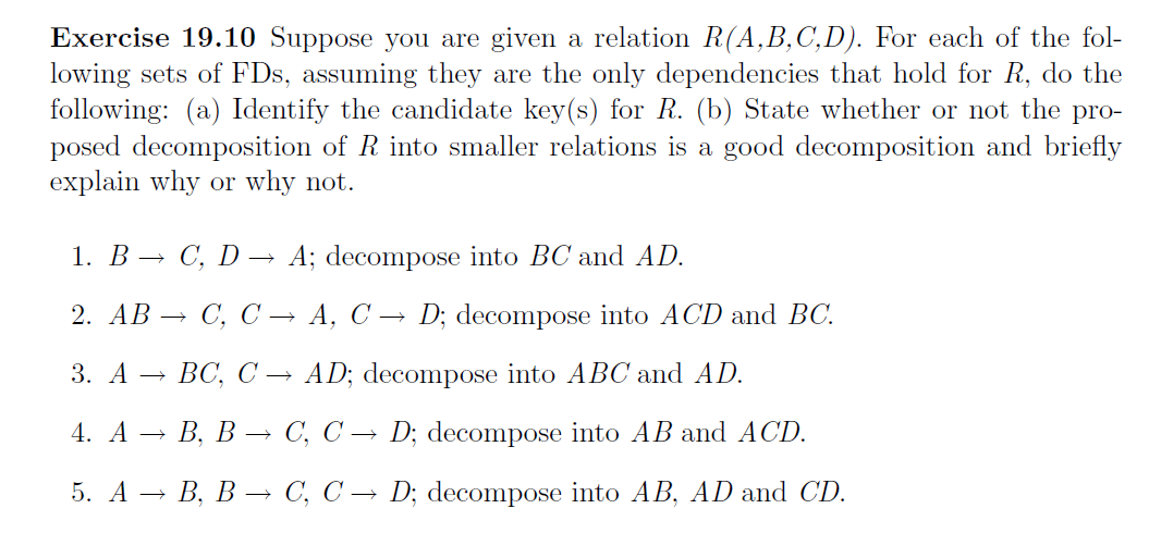 Solved Exercise 19.10 Suppose You Are Given A Relation | Chegg.com