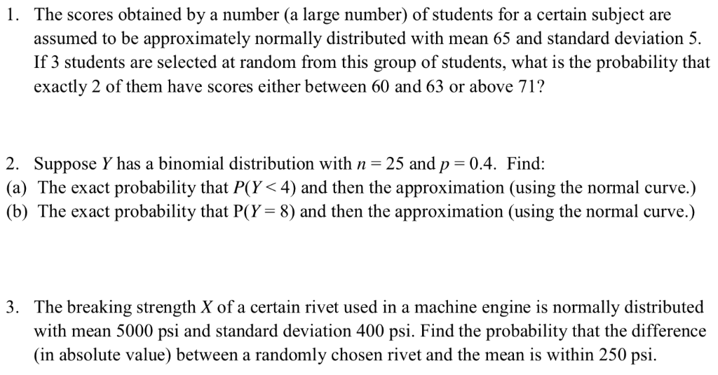 Solved 1. The Scores Obtained By A Number (a Large Number) | Chegg.com