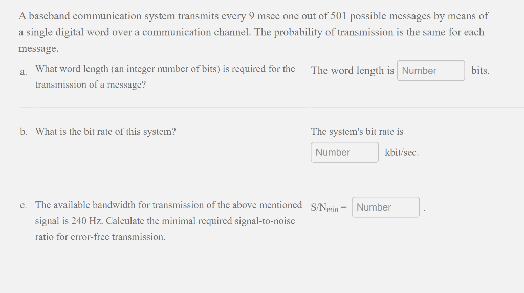 Solved A Baseband Communication System Transmits Every 9 | Chegg.com