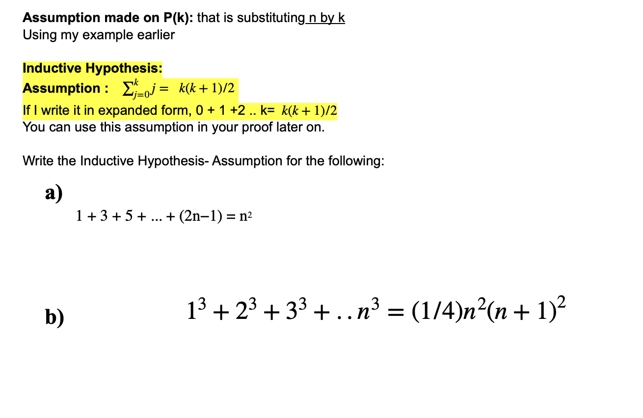 Solved Assumption made on P(k) : that is substituting n by k | Chegg.com
