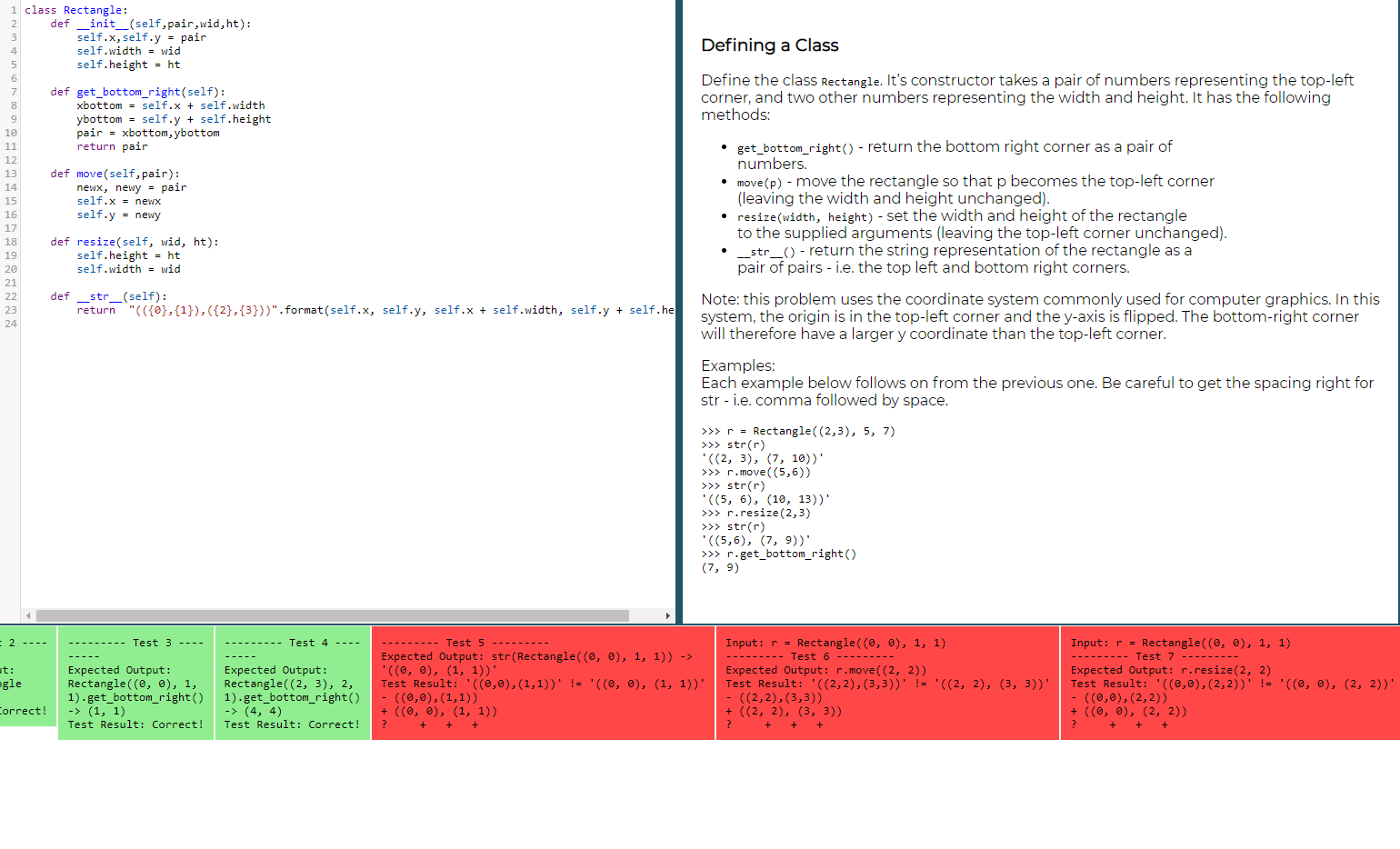 Solved 1 class Rectangle: definit__(self,pair,wid,ht): | Chegg.com