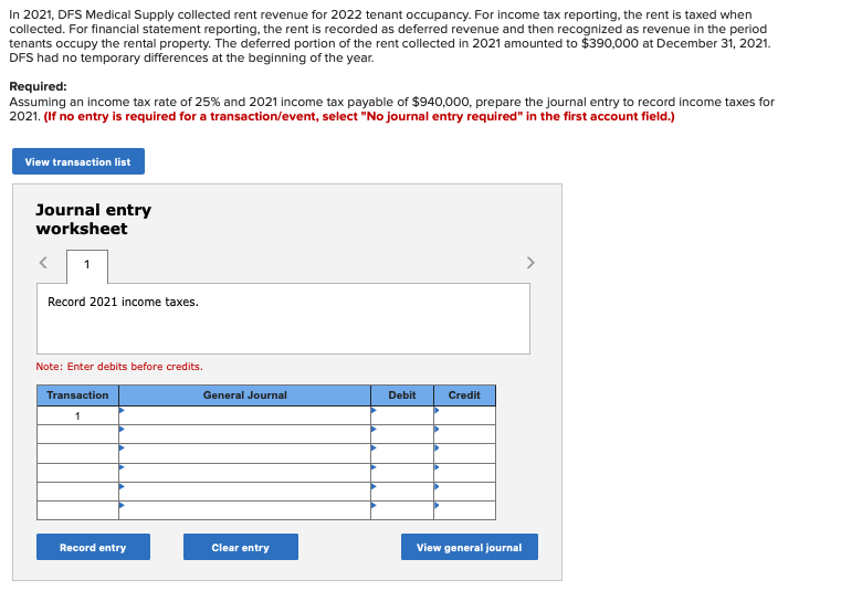 Solved In 2021, DFS Medical Supply collected rent revenue