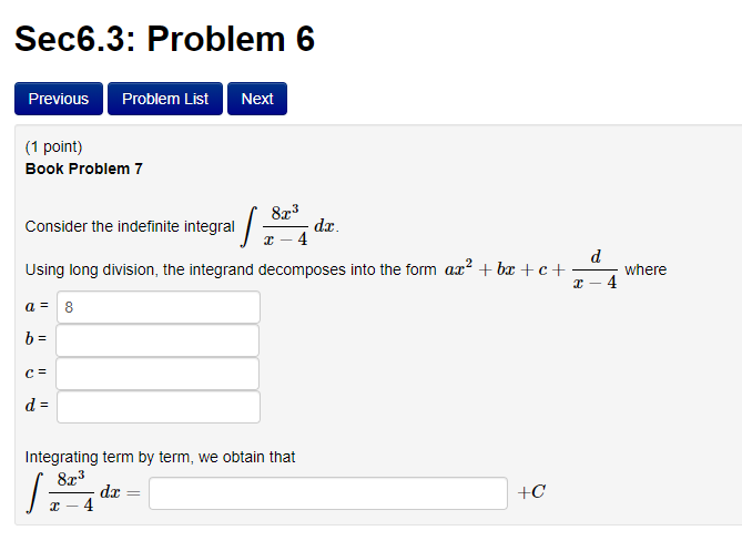 Solved Sec6.3: Problem 6 Previous Problem List Next (1 | Chegg.com
