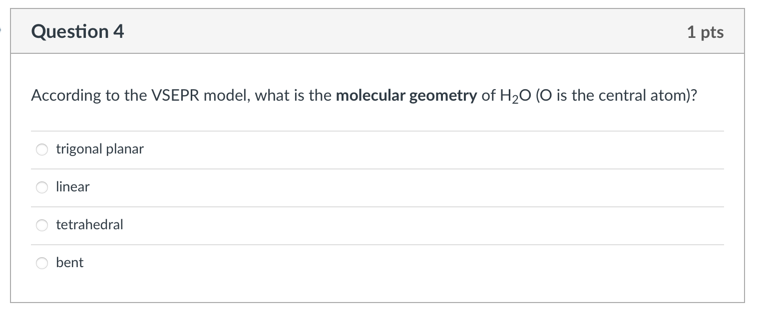 Solved According to the VSEPR model, what is the molecular | Chegg.com