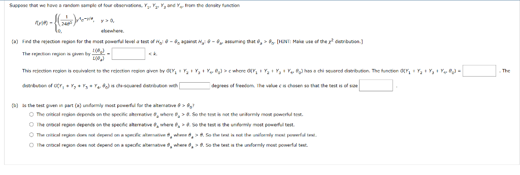 Solved Suppose that we have a random sample of four | Chegg.com