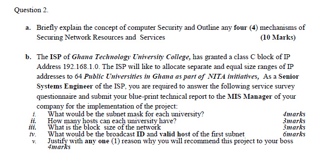 Solved Question 2 a. Briefly explain the concept of computer | Chegg.com