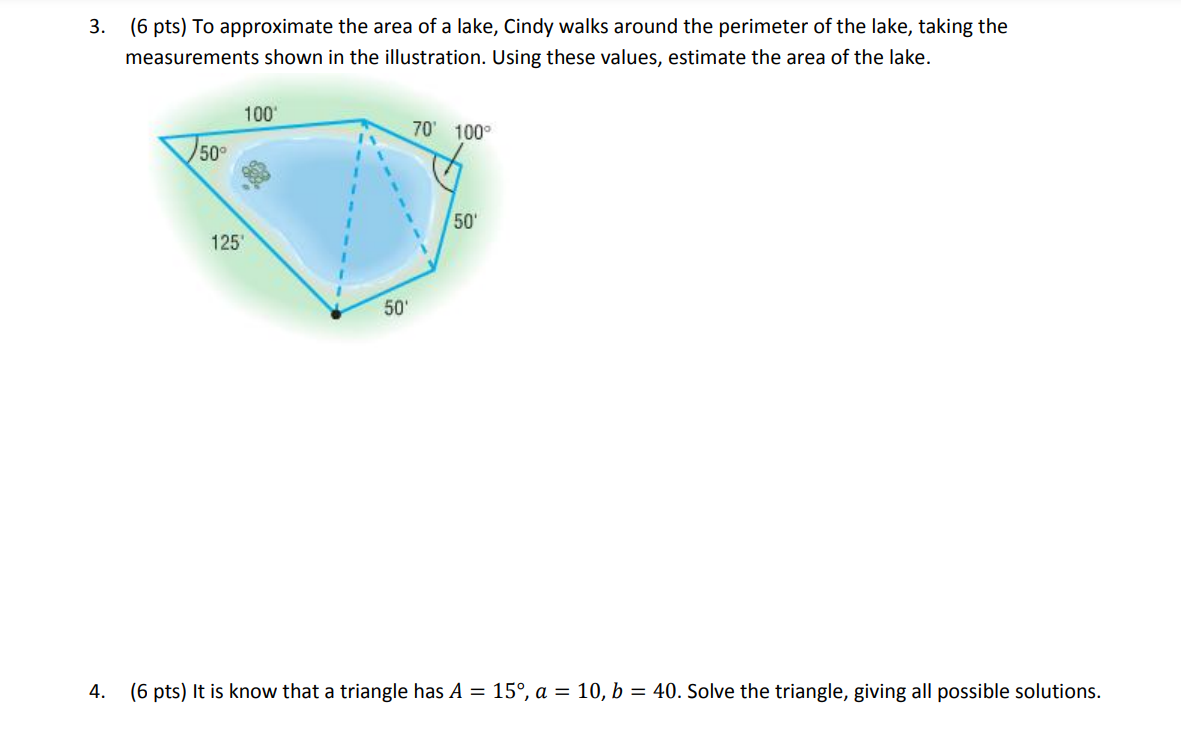 Solved 1. (6 pts) Solve each of the following triangles. | Chegg.com