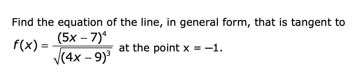 Solved Find the equation of the line, in general form, that | Chegg.com