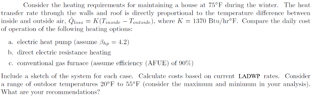 Solved Consider the heating requirements for maintaining a | Chegg.com