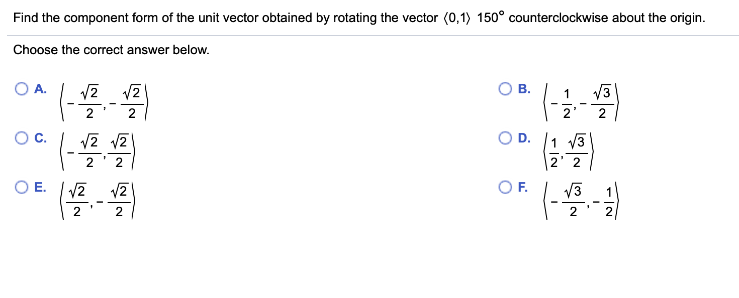 Solved Find the component form of the unit vector obtained | Chegg.com