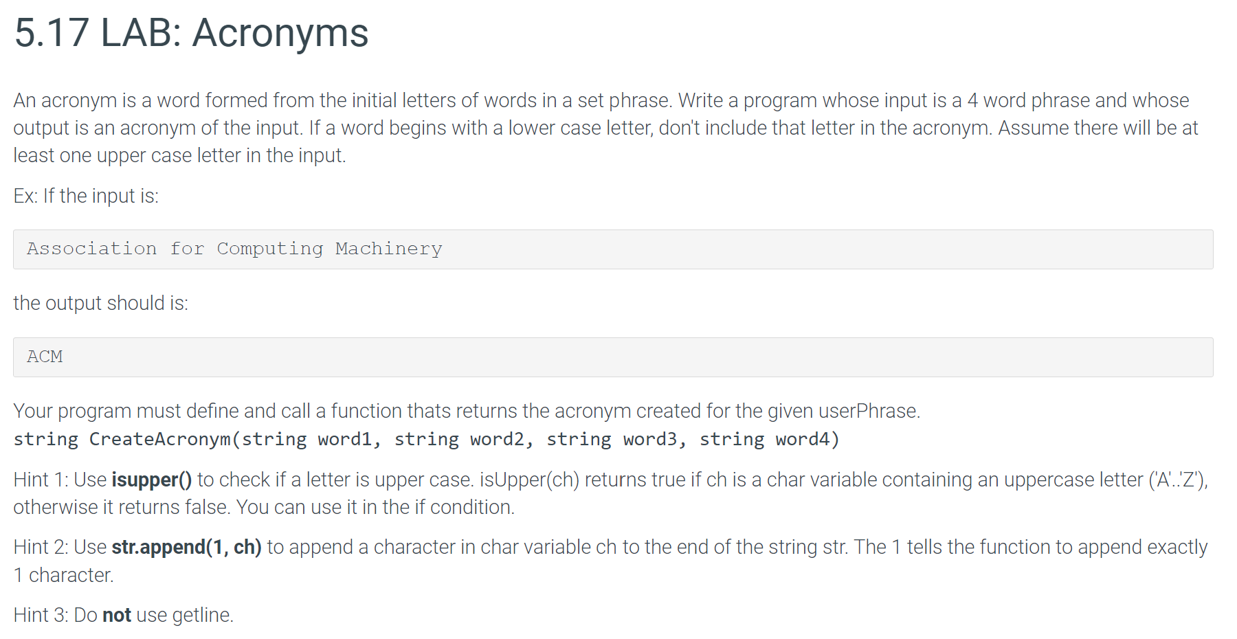 Solved An Acronym Is A Word Formed From The Initial Letters | Chegg.com