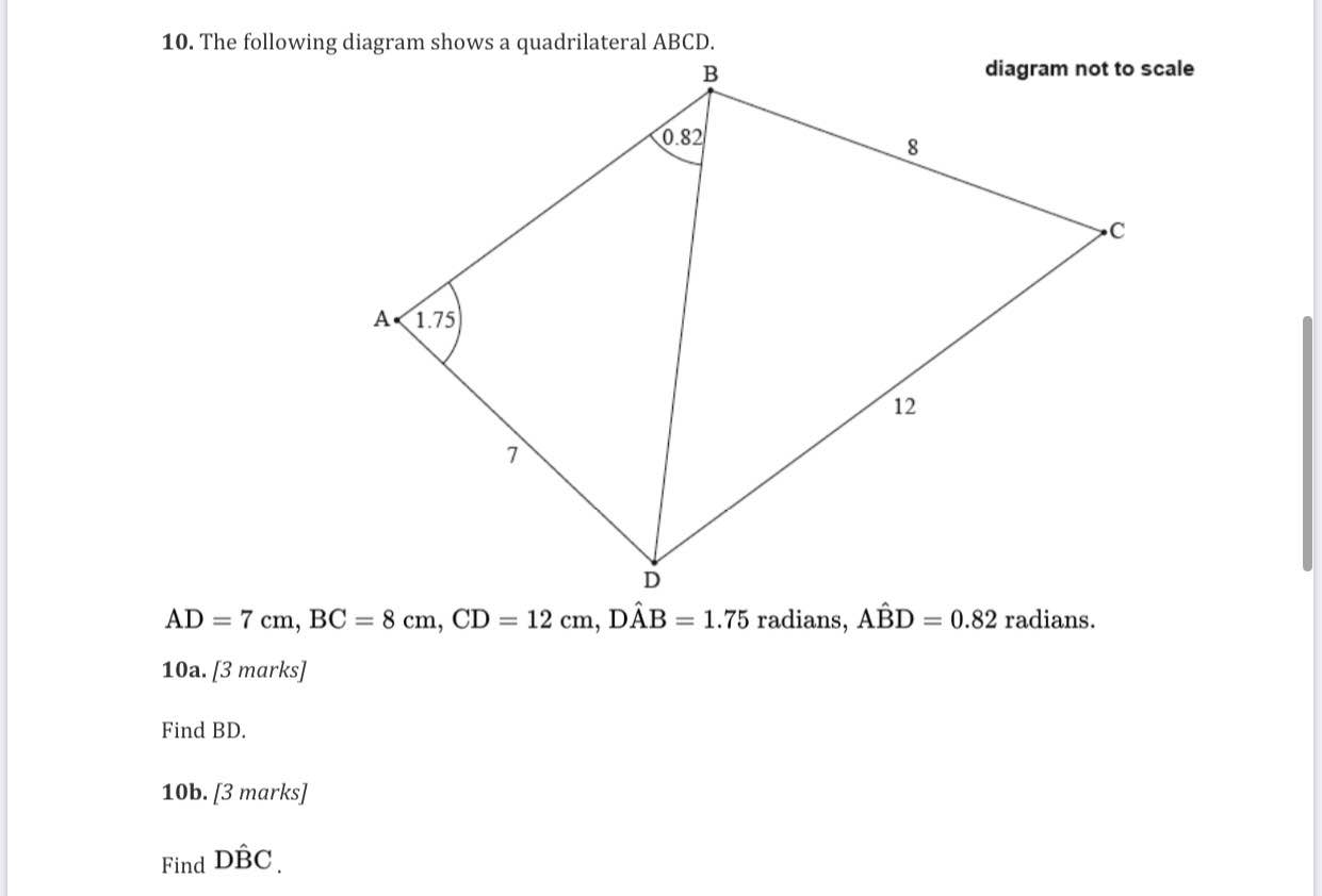 Solved 10 The Following Diagram Shows A Quadrilateral Abcd 7605