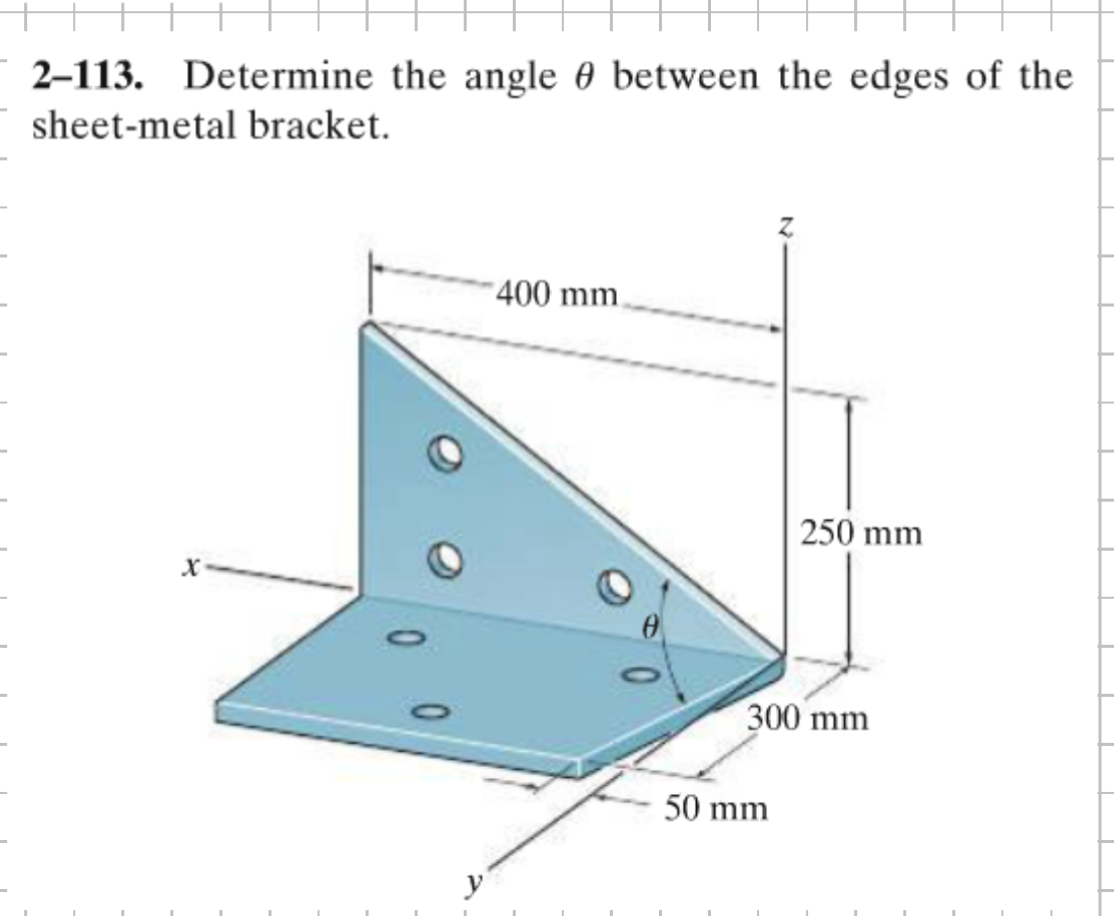 Solved 2-113. Determine the angle θ between the edges of the | Chegg.com