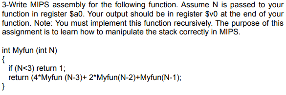 Solved 3 Write Mips Assembly For The Following Function Chegg Com