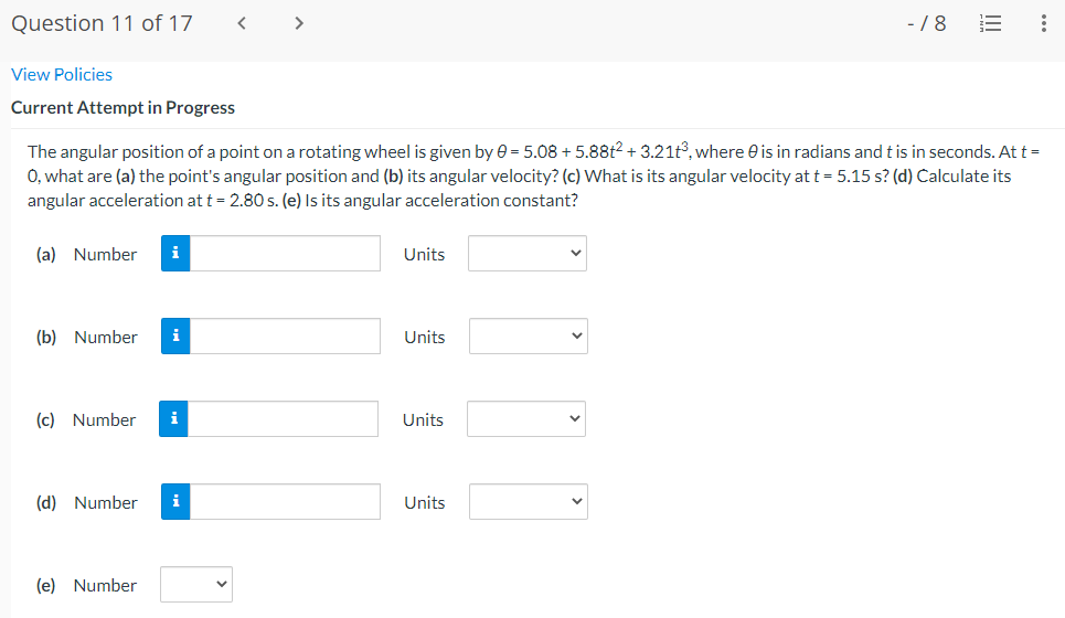 Solved The angular position of a point on a rotating wheel | Chegg.com