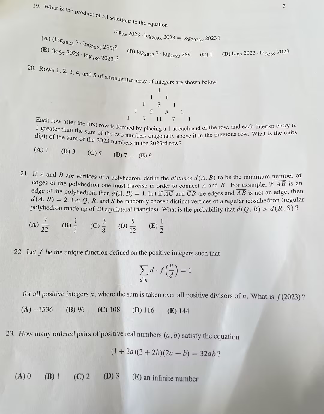 Solved 19. What is the product of all solutions to the | Chegg.com