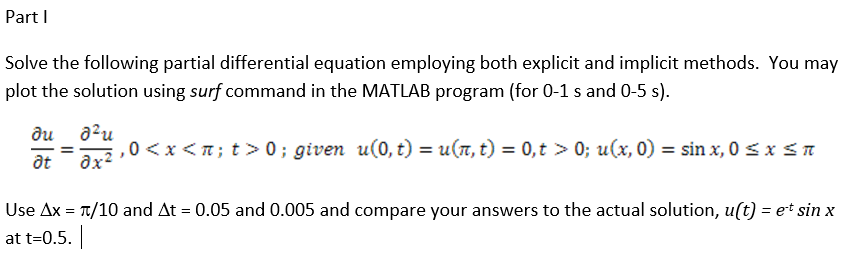 Solved Part 1 Solve the following partial differential | Chegg.com