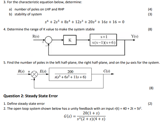 Solved (4) (3) 3. For the characteristic equation below, | Chegg.com