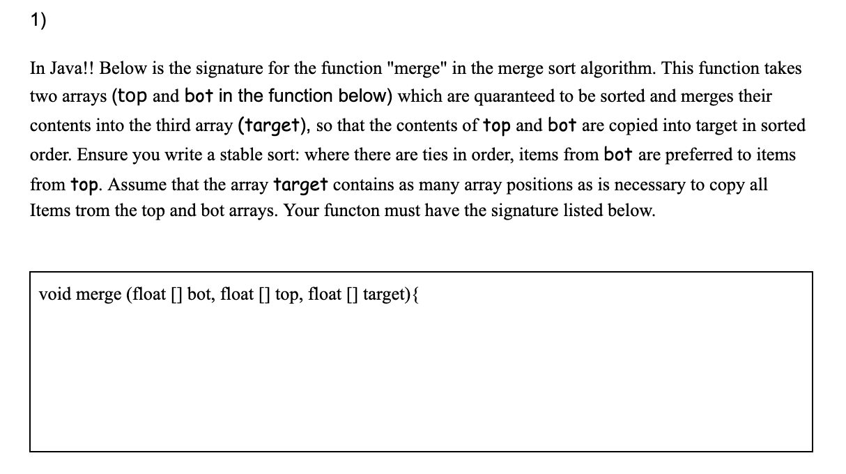 Solved In Java!! Below is the signature for the function | Chegg.com