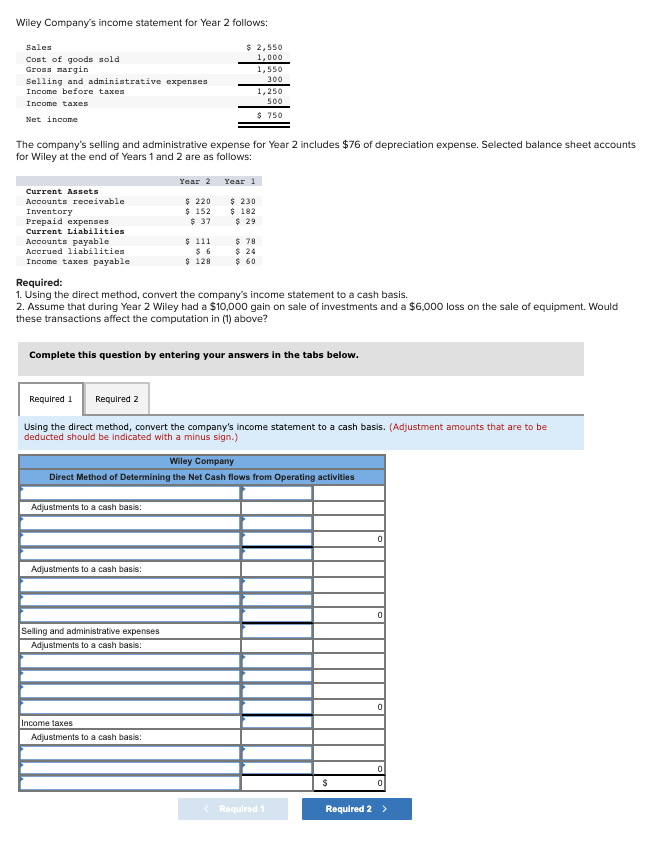 Solved Wiley Company's income statement for Year 2 follows: | Chegg.com