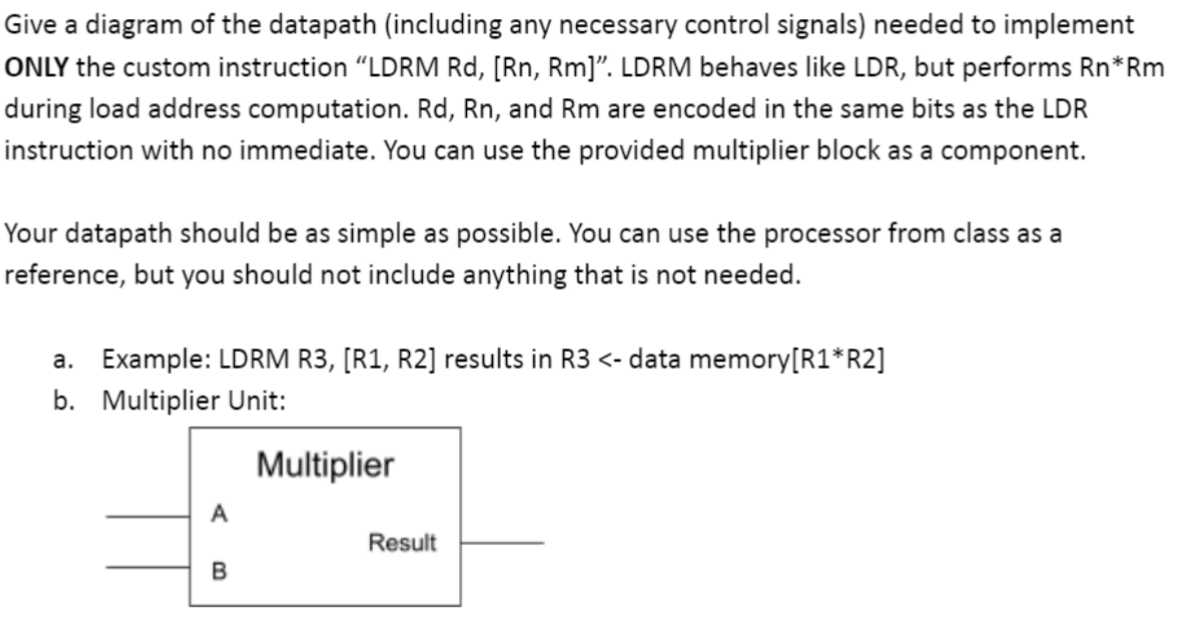 Give a diagram of the datapath (including any | Chegg.com