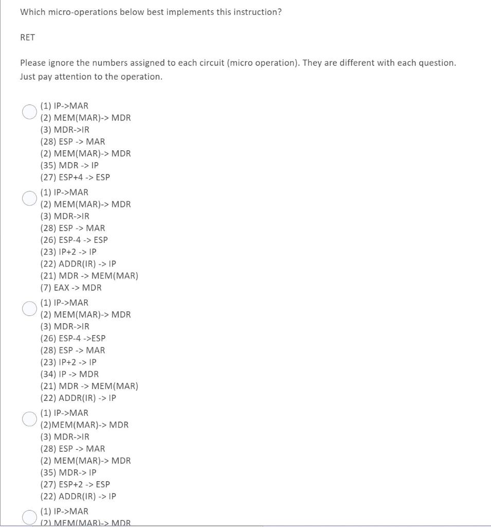 Solved Which micro-operations below best implements this | Chegg.com