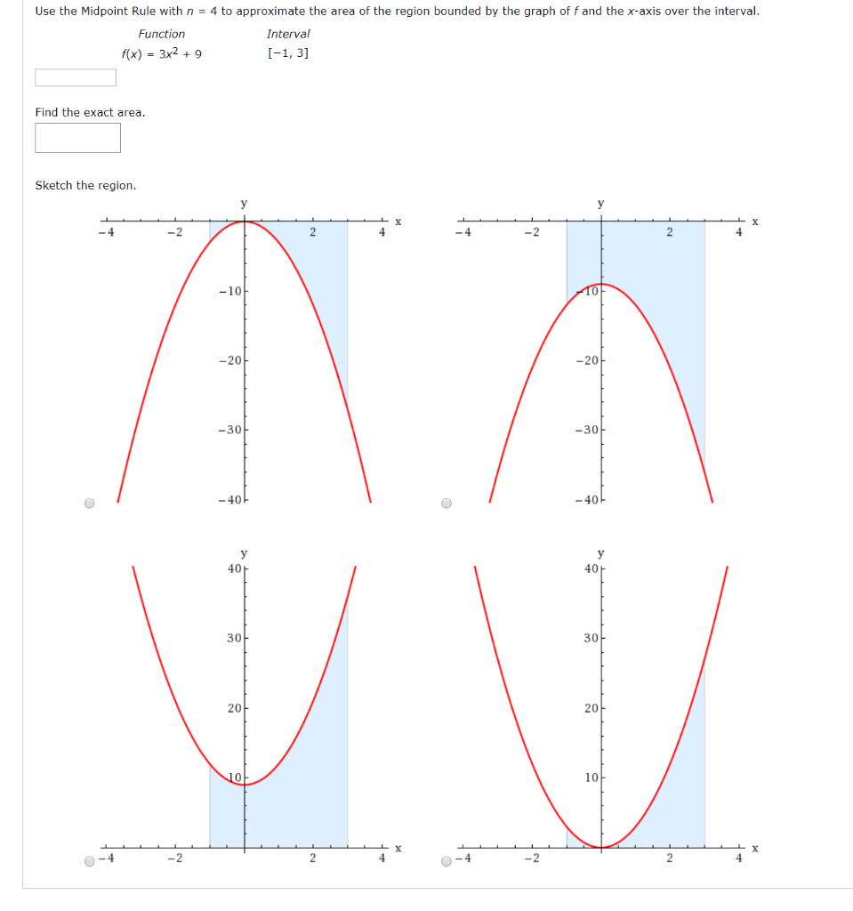 Solved Use the Midpoint Rule with n = 4 to approximate the | Chegg.com