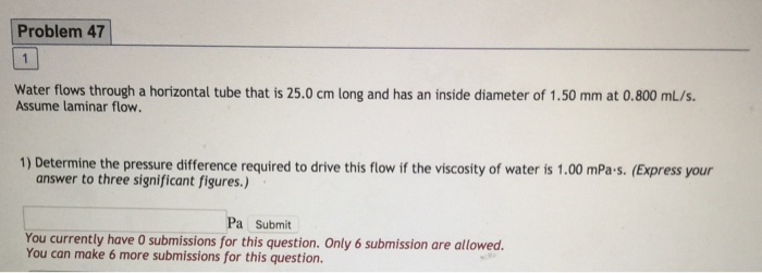 Solved Problem 47 Water flows through a horizontal tube that | Chegg.com