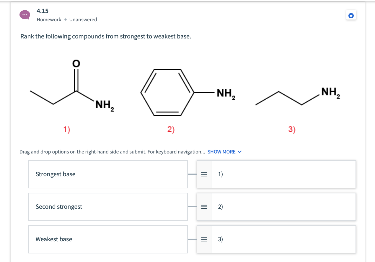 Solved 4.15 Homework. Unanswered Rank the following | Chegg.com