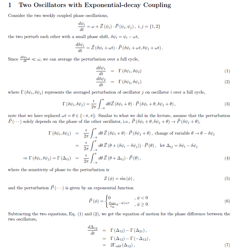 Exponential Coupling Solved 1 Two Oscillators with Exponential-decay Coupling | Chegg.com