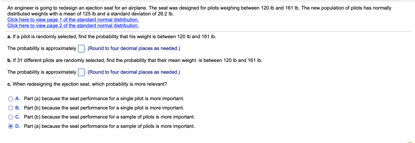 Solved An engineer is going to redesign an ejection seat for | Chegg.com