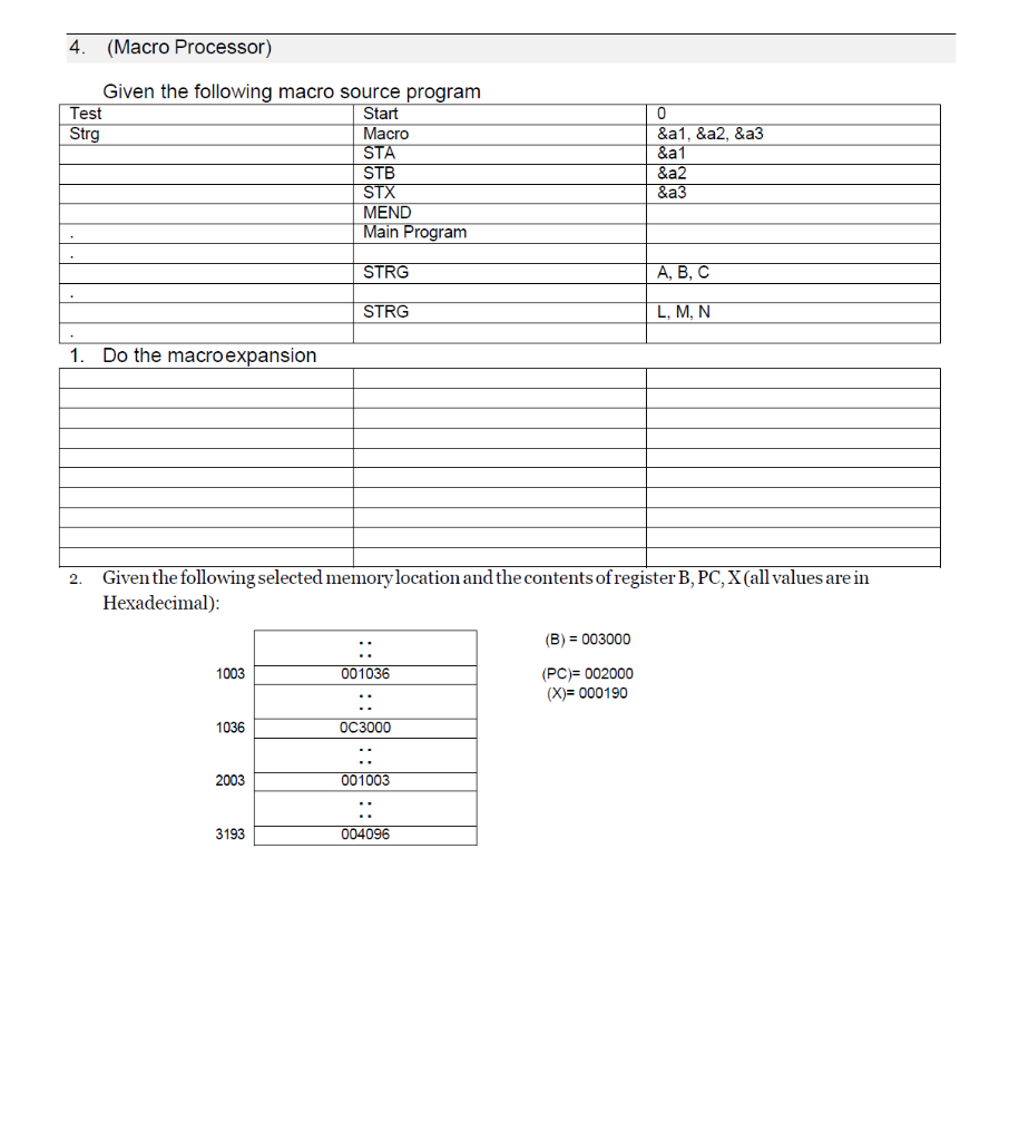 SIC Assembler and Absolute Loader) Given below the | Chegg.com