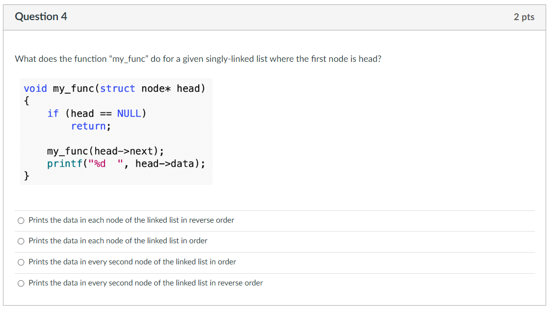 Solved Question 4 2 pts What does the function "my_func" do | Chegg.com