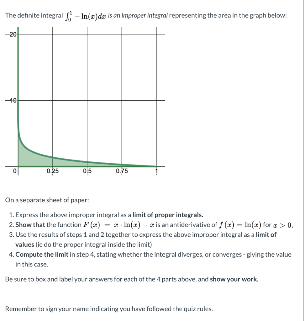 Solved The Definite Integral Ln x Dx Is An Improper Chegg Solved The Definite Integral Ln x Dx Is An Improper Chegg