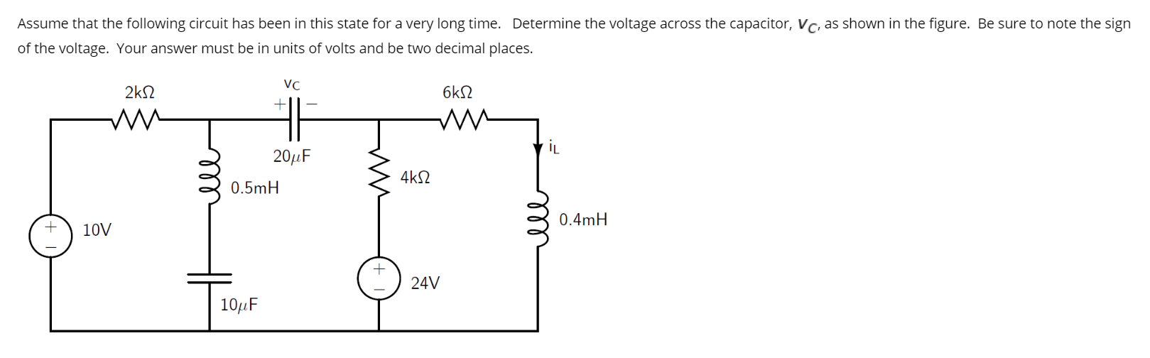 Solved For the following circuit, the switch is closed for | Chegg.com